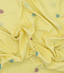 Light Yellow Handloom Bengal Cotton Saree With Floral Buttas-JC1416