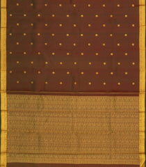 Dark Brown Handloom Kanchipuram Silk Saree With Annam Buttas-KA13823