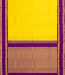 Lemon Yellow Handloom Korvai Kanchipuram Silk Saree With Zari Buttas -KA14027