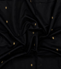 Black Handloom Maheswari Silk Cotton Saree With Floral Buttas & Zari Border-SC4855