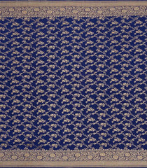 Blue Handloom Banarasi Khadi Georgette Saree With Floral Border-BE1271