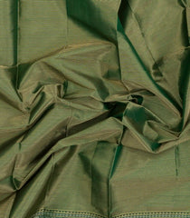 Dark Green Handloom Silk Cotton Saree With Zari Stripes-SC4375