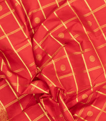 Red Handloom Kanchipuram Silk Saree With Zari Checks & Buttas-KA16404