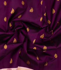 Dark Magenta Handloom Korvai Kanchipuram Silk Saree With Peacock Buttas-KA16682