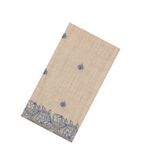Taupe Woven Synthetic Dupion Saree With Indigo Floral Buttas-BL5051