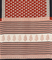 Rust Printed Jaipur Cotton Saree With Floral Motifs-JC1726