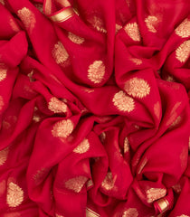 Dark Peach Woven Mysore Silk Saree With Floral Zari Buttas-MS3079