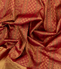 Crimson Handloom Kanchipuram Silk Saree With Meena Annam Motifs-KA14786