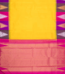 Yellow Handloom Korvai Kanchipuram Silk Saree With Contrast Border-KA15910