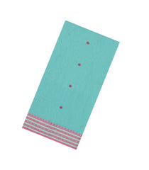 Turquoise Handloom Bengal Cotton Saree With Floral Buttas-BG1774