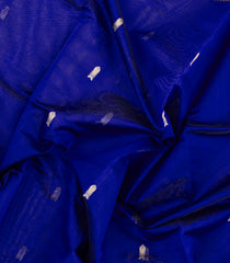Dark Blue Handloom Silk Cotton Saree With Buttas & Zari Border-SC4592