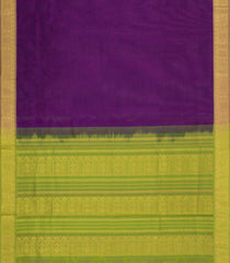Purple Handloom 9 Yards Silk Cotton Saree With Contrast Border-SC4444