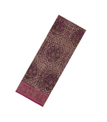 Dusty Pink Printed Chanderi Cotton Saree With Zari Border-CC1600