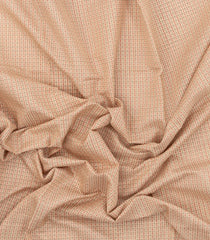 Taupe Handloom Silk Cotton Saree With Checks & Dots-SC4081