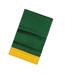 Dark Green Handloom 9 Yards Korvai Silk Cotton Saree With Contrast Border-SC3788