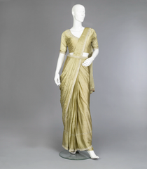 Beige Ready to Wear Chiffon Saree With Embroidery