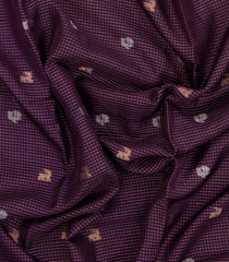Dark Purple Woven Blended Viscose With Zari Checks & Buttas-BL5556
