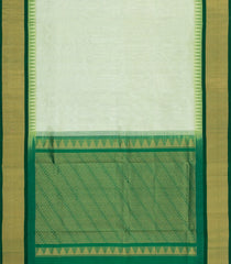 Light Green Handloom Korvai Silk Cotton Saree With Contrast Temple Border-SC4429