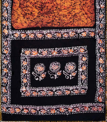 Orange Printed Jaipur Cotton Saree With Floral Motifs-JC1859