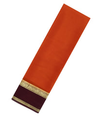 Orange Woven Mysore Silk Saree With Contrast Zari Border-MS3592