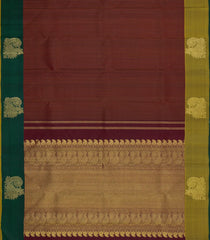 Maroon Handloom Kanchipuram Silk Saree With Stripes-KA15104