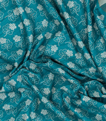 Cyan Printed Art Dola Silk Saree With Zari Border-BL5790