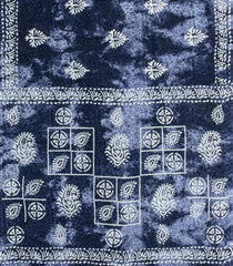 Navy Blue Printed Jaipur Cotton Saree With Abstract Motifs-JC1462
