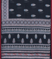 Black Printed Jaipur Cotton Saree With Printed Floral Motifs-JC1757