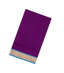 Purple Handloom Silk Cotton Saree With Contrast Border-SC4484