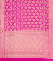 Hot Pink Woven Mysore Silk Saree With Floral Vine Motifs-MS3442