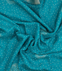 Turquoise Printed Art Dola Silk Saree With Zari Checks & Border-BL5742