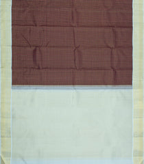 Black & Maroon Handloom Korvai Kanchipuram Silk Saree With Checks-KA15941