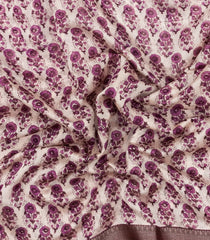 Lilac Printed Chanderi Cotton Saree With Zari Border-CC1512
