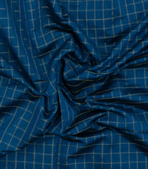 Teal Handloom Maheswari Silk Cotton Saree With Checks-SC4950