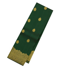 Bottle Green Handloom Kanchipuram Silk Saree With Floral Buttas-KA13820