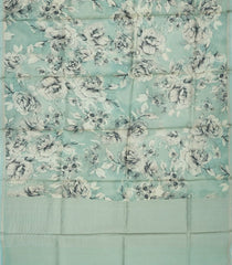 Cardamom Green Handloom Tussar Silk Saree With Printed Floral Motifs-TU2881