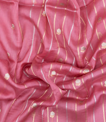 Peach Woven Pure Banarasi Organza Silk Saree With Stripes & Buttas-KS1153