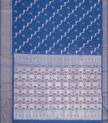 Blue Printed Synthetic Dola Silk Saree With Motifs & Zari Stripes-SY0438