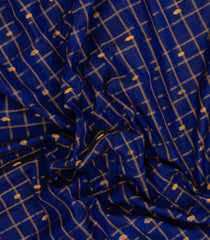 Blue Handloom Gadwal Silk Cotton Saree With Checks & Buttas-GA0329