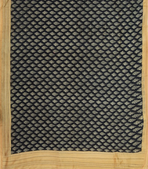 Black Woven Chanderi Cotton Saree With Printed Floral Motifs-CC1265