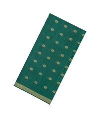 Sea Green Woven Tussar Silk Saree With Floral Motifs & Contrast Border-TU3546