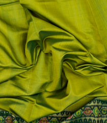 Leafy Green Handloom Rajkot Patola Ikat Silk Saree With Tie & Dye Motifs-IK0489