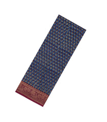 Indigo Printed Chanderi Cotton Saree With Zari Border-CC1568