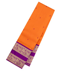 Orange Handloom Korvai Kanchipuram Silk Saree With Buttas-KA15372