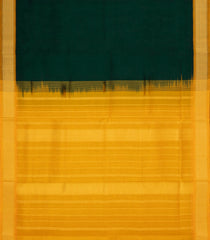 Bottle Green Handloom Silk Cotton Saree With Contrast Border-SC4470
