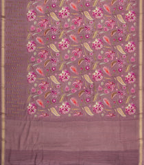 Lilac Printed Chanderi Cotton Saree With Floral Motifs-CC1749