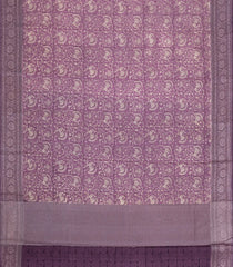 Lilac Printed Chanderi Cotton Saree With Floral Motifs & Zari Border-CC1672