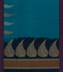 Blue Handloom Village Cotton Saree With Floral Buttas-VC1653