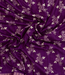 Purple Printed Art Dola Silk Saree With Floral Motifs-BL5748