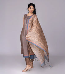 Beige & Blue  Printed Kurta Set-RC5580